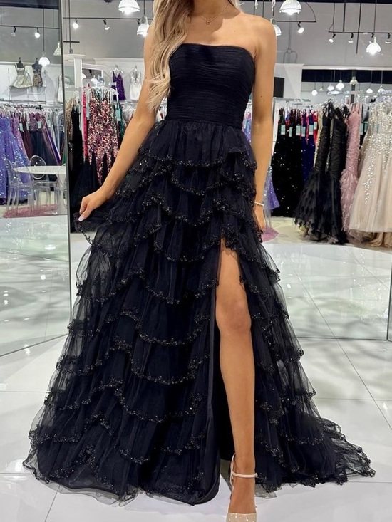 Sherri Hill Dresses & Skirts - Sherri Hill dress 56159 Strapless Black Ruffled Evening Gown